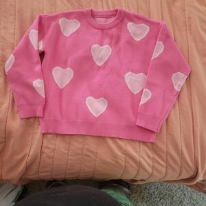 Charming Pink Heart Kids Sweater